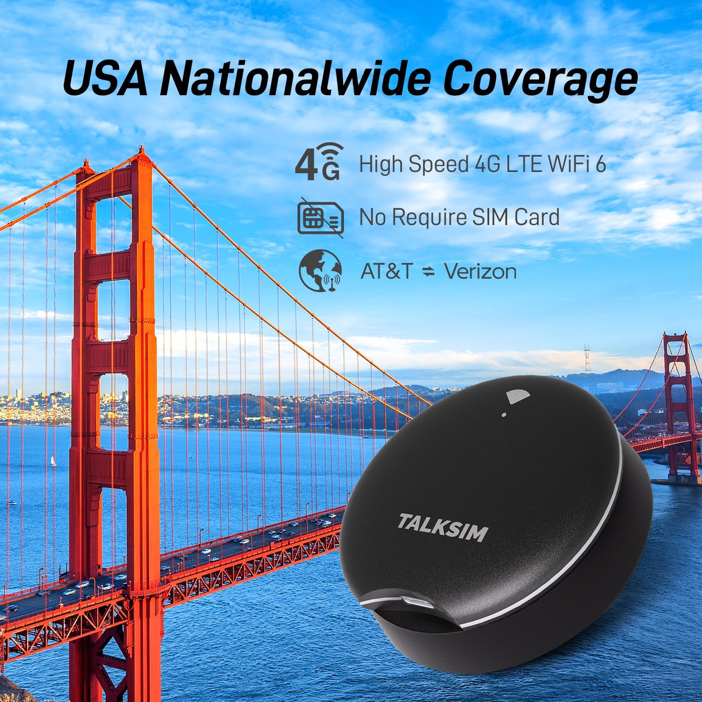 UFO MiFi with 1GB Data, 4G Mobile WiFi Hotspot for USA, 2000mA Battery, White/Pink/Black/Orange