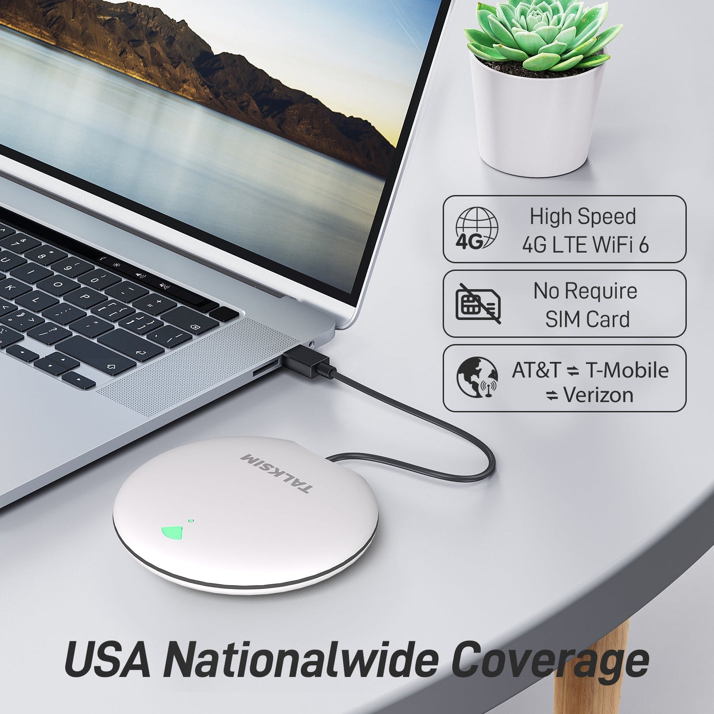 UFO MiFi with 1GB Data, 4G Mobile WiFi Hotspot for USA, 2000mA Battery, White/Pink/Black/Orange