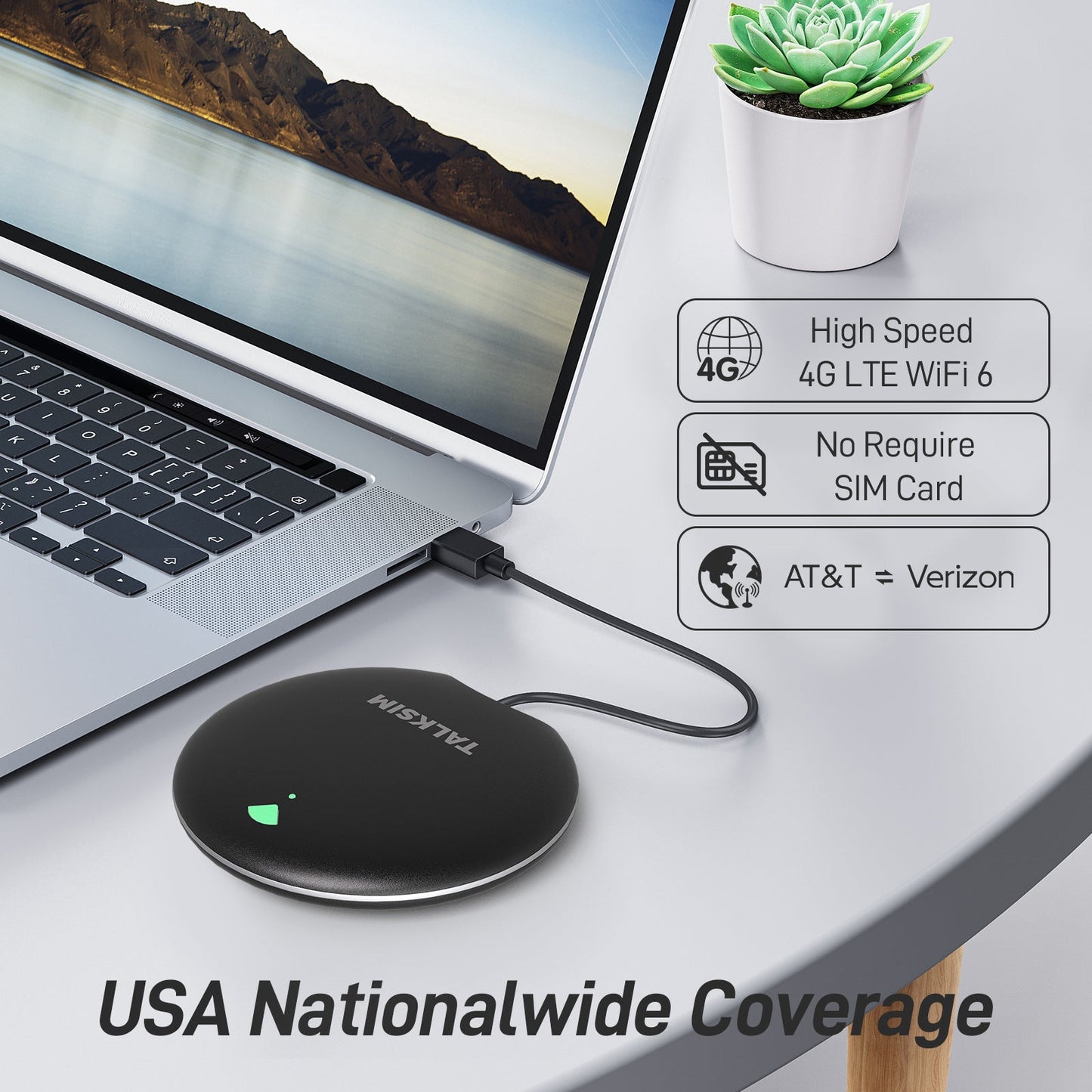 UFO MiFi with 1GB Data, 4G Mobile WiFi Hotspot for USA, 2000mA Battery, White/Pink/Black/Orange
