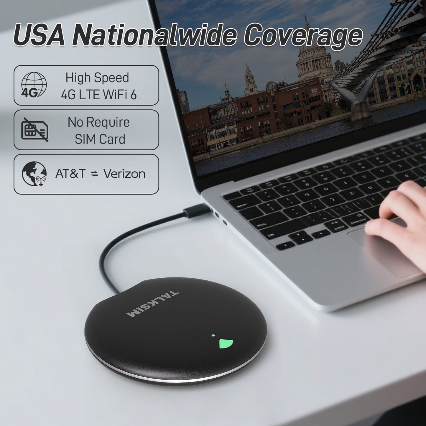 UFO MiFi with 1GB Data, 4G Mobile WiFi Hotspot for USA, 2000mA Battery, White/Pink/Black/Orange