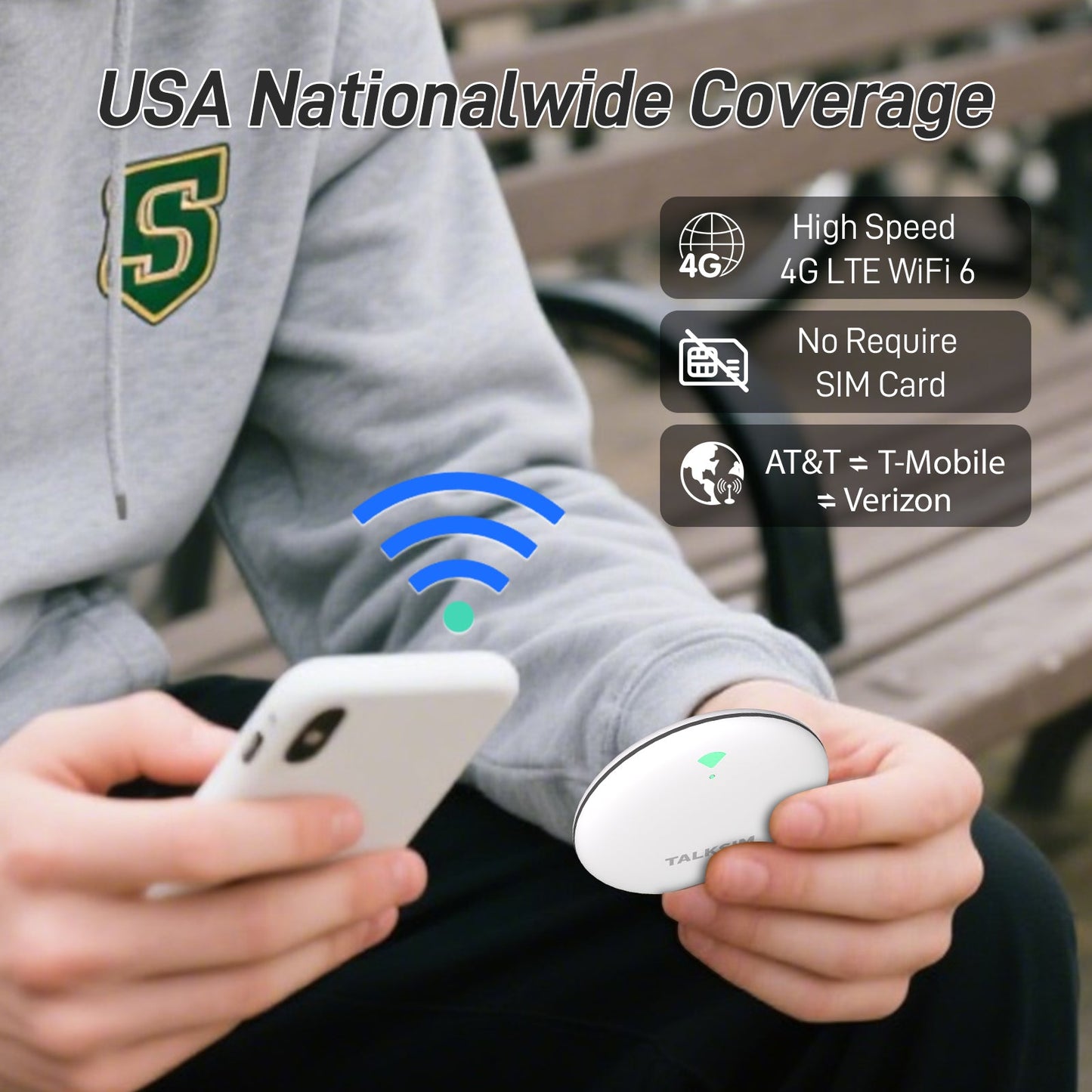 UFO MiFi with 1GB Data, 4G Mobile WiFi Hotspot for USA, 2000mA Battery, White/Pink/Black/Orange