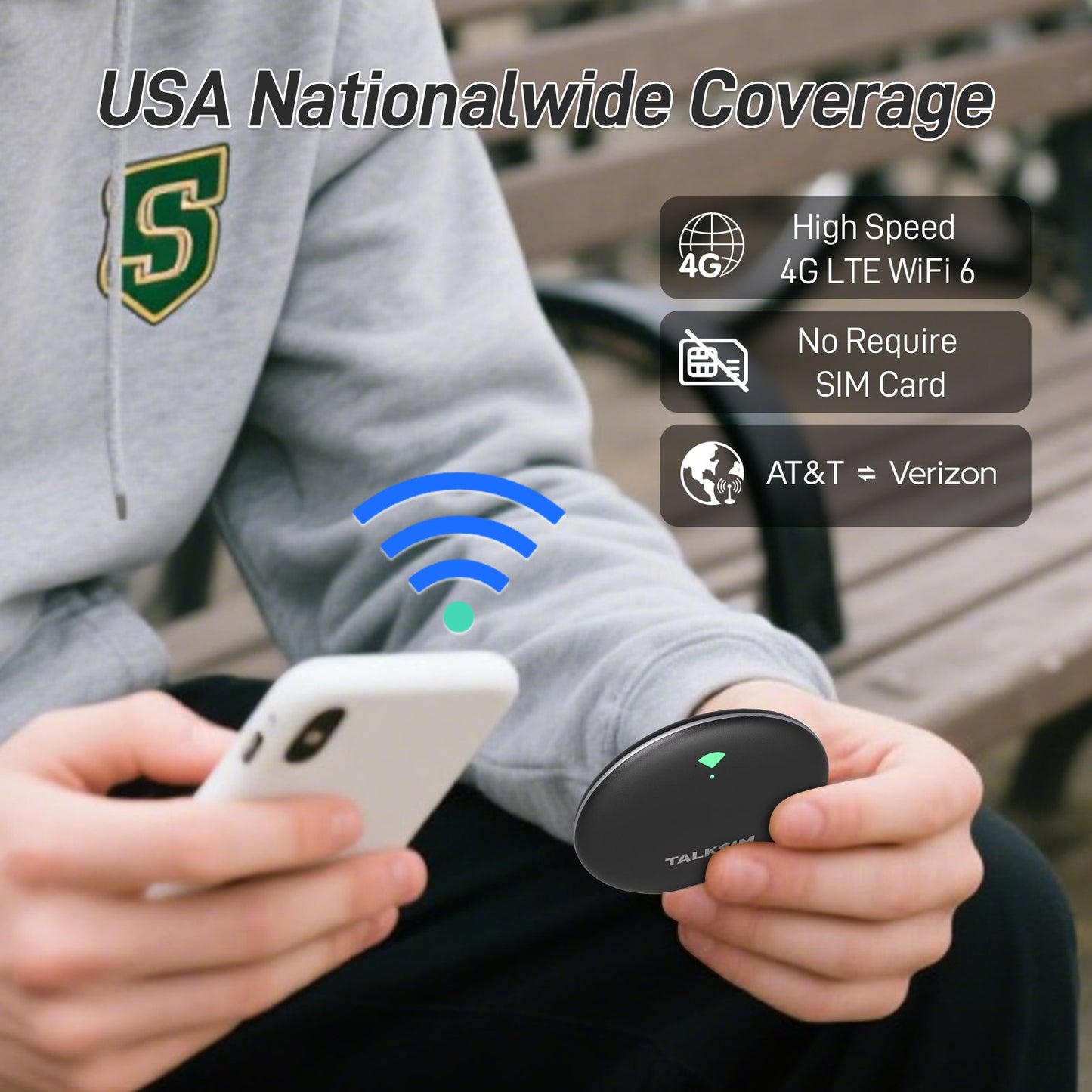 UFO MiFi with 1GB Data, 4G Mobile WiFi Hotspot for USA, 2000mA Battery, White/Pink/Black/Orange