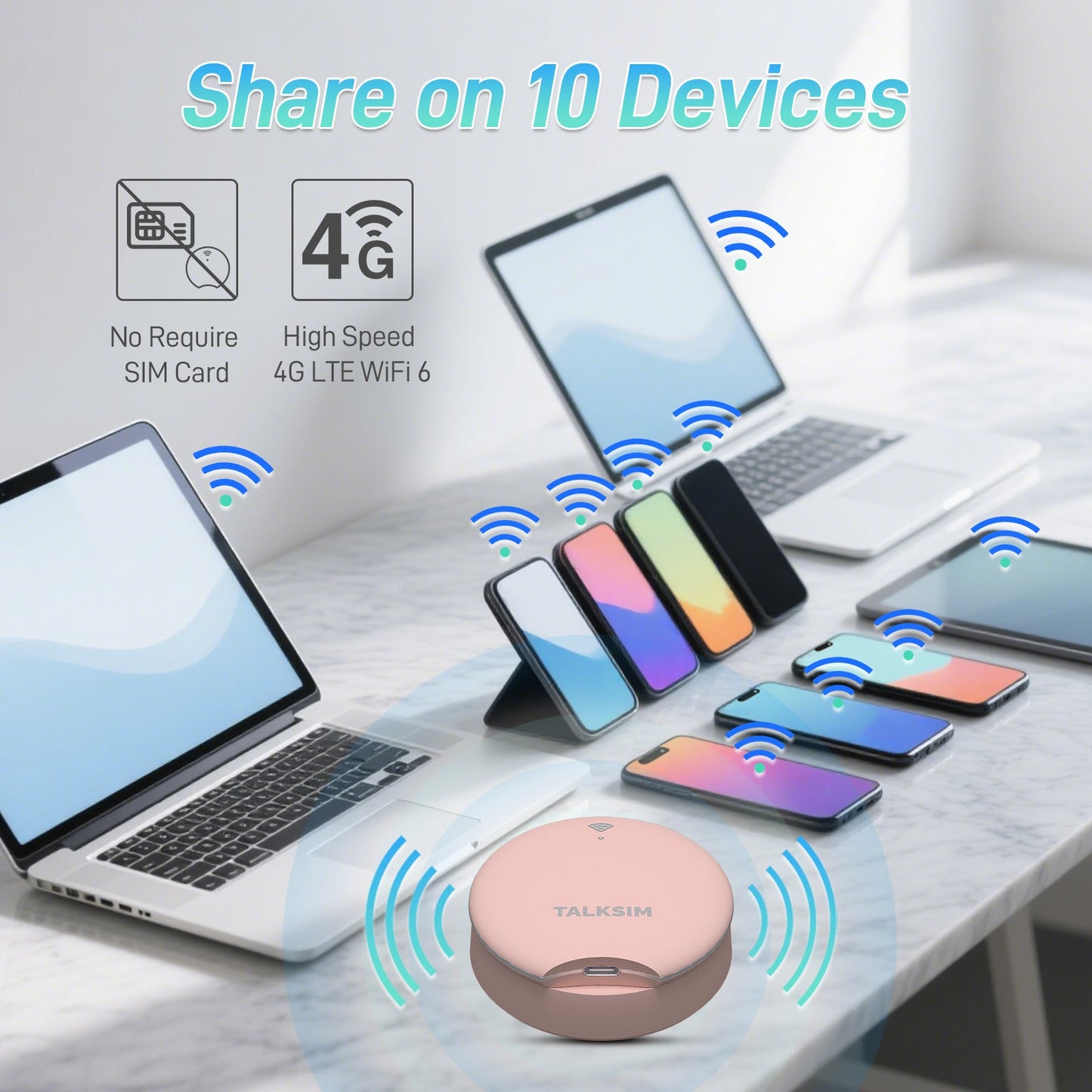 UFO MiFi with 1GB Data, 4G Mobile WiFi Hotspot for USA, 2000mA Battery, Pink