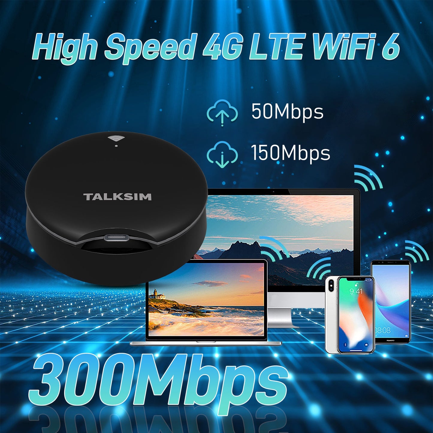 UFO MiFi with 1GB Data, 4G Mobile WiFi Hotspot for USA, 2000mA Battery, White/Pink/Black/Orange