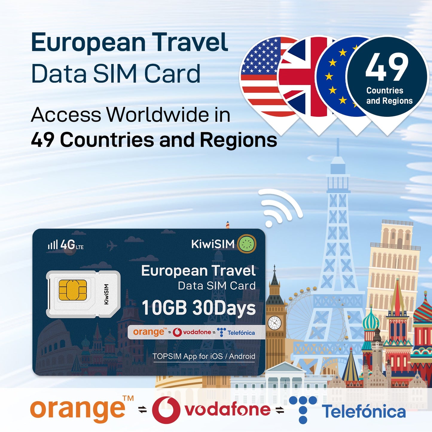 European Travel SIM | Data Only | Support 50 Countries