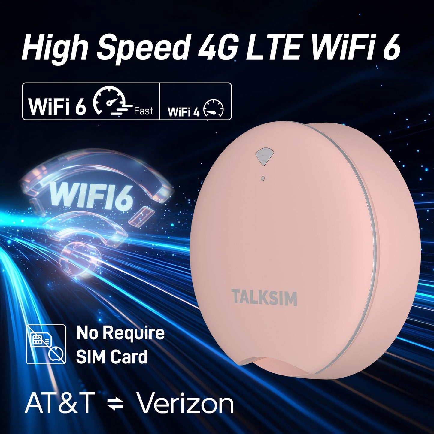 UFO MiFi with 1GB Data, 4G Mobile WiFi Hotspot for USA, 2000mA Battery, White/Pink/Black/Orange