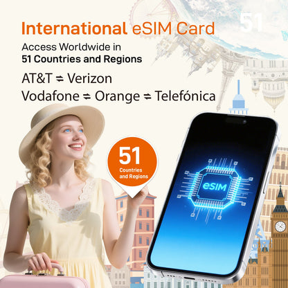 eSIM | Europe, USA 51 More Countries |No Contract|Flexible Plans