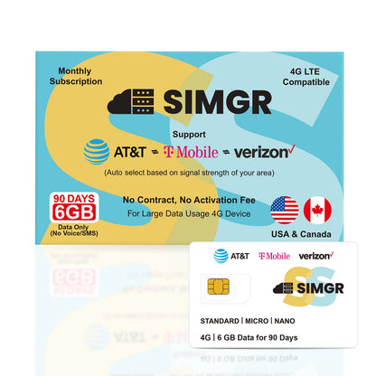 6GB for 90 Days | US+Europe Prepaid SIM
