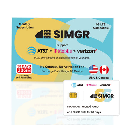 30GB for 30 Days | US+Europe Prepaid SIM