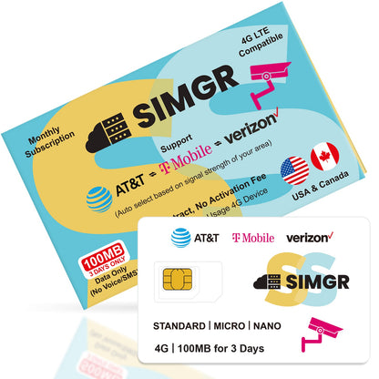 Free 100MB | For Camera Prepaid SIM