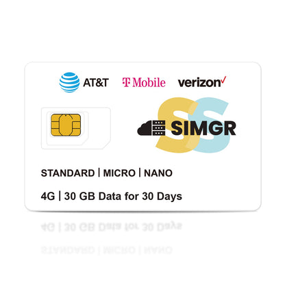 30GB for 30 Days | US+Europe Prepaid SIM