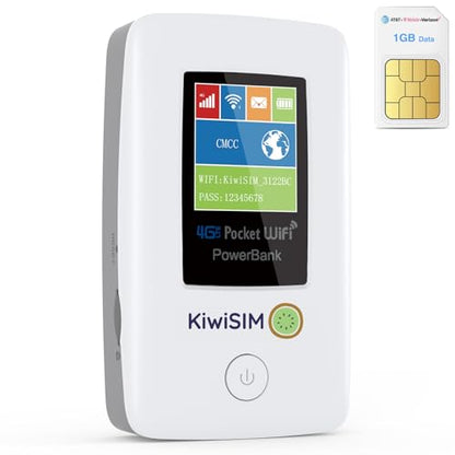 KiwiSIM 4G LTE Mobile Hotspot WiFi - Portable WiFi Device for US/Europe/More