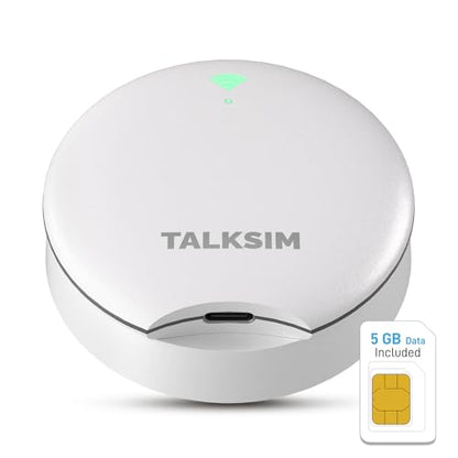 TALKSIM UFO Mobile Hotspot with 5GB Data, Portable Pocket WiFi 6 & 4G LTE Hotspot MiFi Device, Support AT&T and Verizon |10 Connected Devices, USA Coverage, No Contract (White, 5GB)