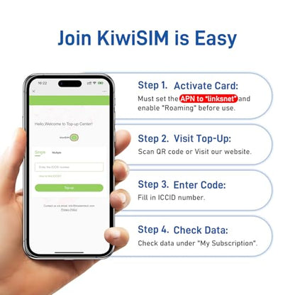 KiwiSIM 4G Data Only SIM Card, 3 in 1 SIM(5GB 30 Days)，Support for USA 3 Network