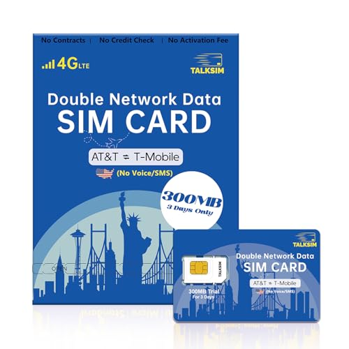 TALKSIM Prepaid 5G/4G LTE Data SIM Card Support AT&T, T-Mobile Network