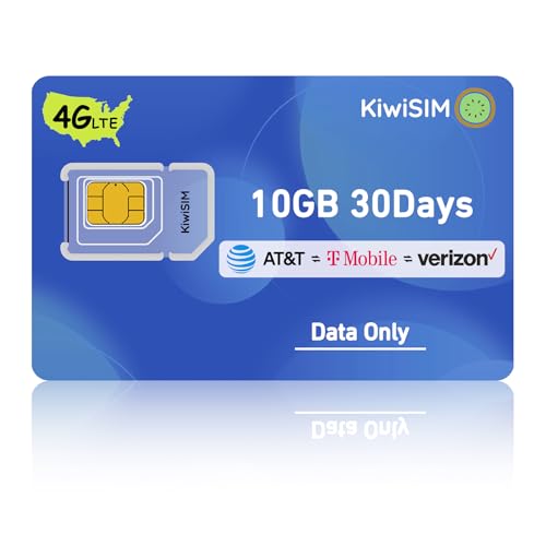 KiwiSIM 4G LTE SIM Card, USA Data Only SIM Card Support for 3 Network