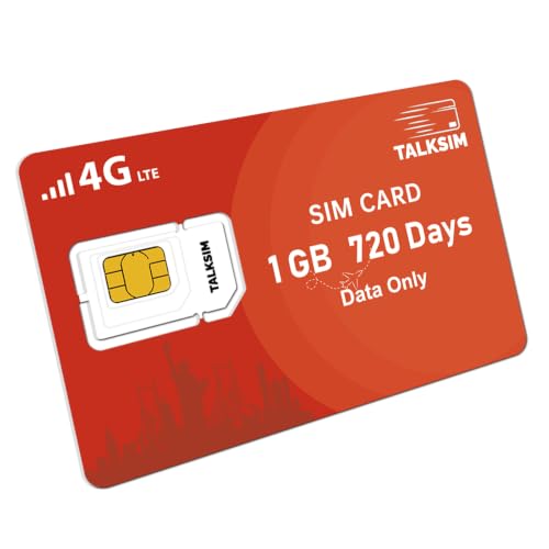 TALKSIM Data SIM Card 1GB 720 Days Works with AT&T, Verizon
