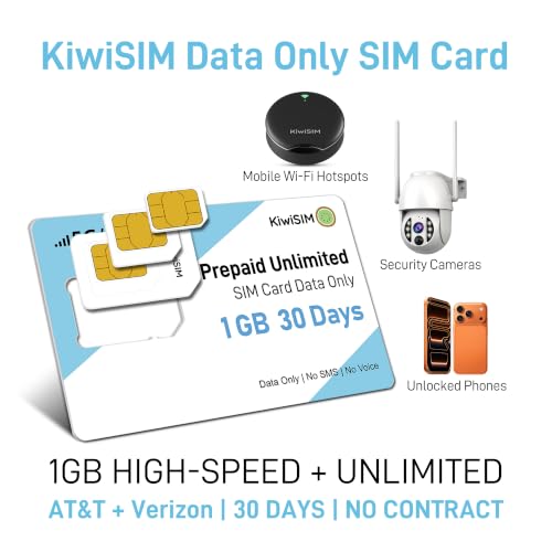 KiwiSIM Prepaid Data SIM Card USA - 1GB 30 Days - High Speed 5G/4G LTE
