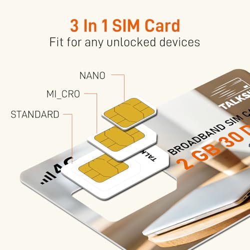 TALKSIM Data SIM Card 2GB 30 Days 5G 4G LTE Support AT&T and Verizon Network