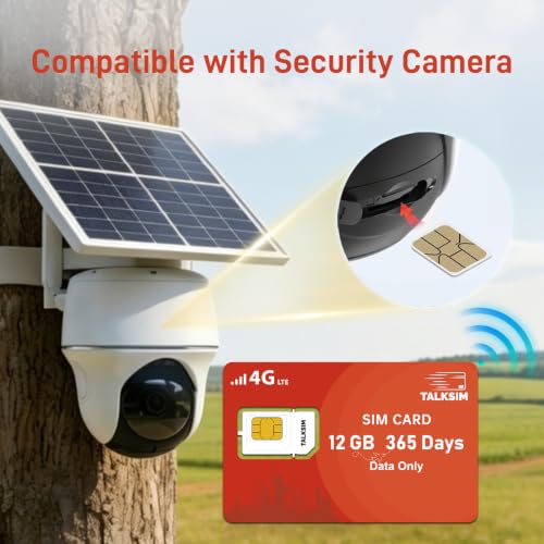 TALKSIM Data SIM Card 12GB 365 Days Works with Verizon, AT&T and T-Mobile