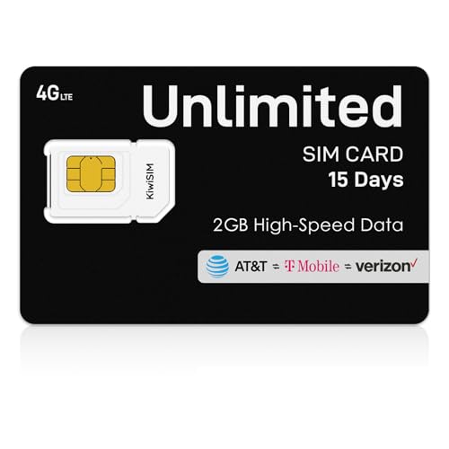 KiwiSIM Unlimited USA Data SIM Card 15 Days, 2GB High-Speed in 51 Countries