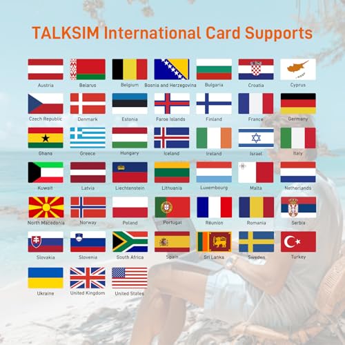 TALKSIM International Data SIM Card 30GB 365 Days, 4G LTE Coverage in 45 Countries