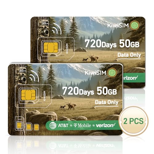 KiwiSIM 2PCS LTE IoT Data SIM Card 50GB 2 Years for Trail Camera & Security Camera