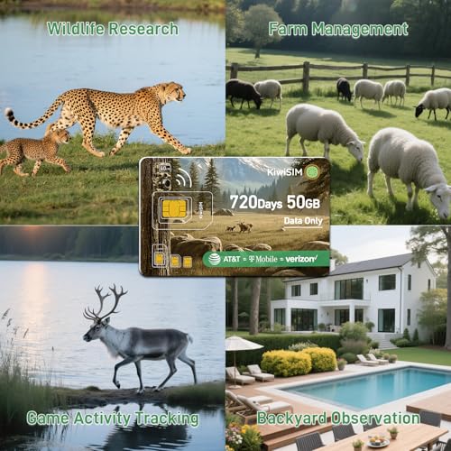 KiwiSIM 2PCS LTE IoT Data SIM Card 50GB 2 Years for Trail Camera & Security Camera