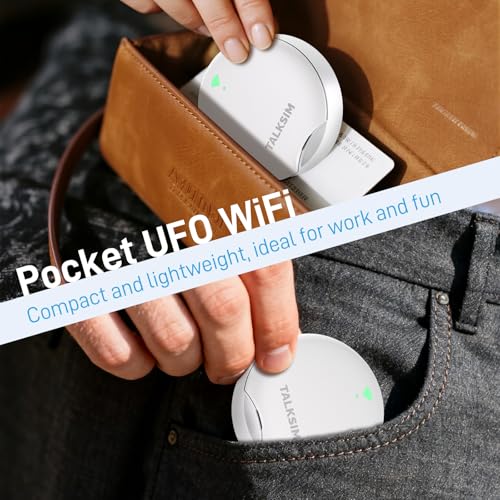 TALKSIM UFO Mobile Hotspot with 5GB Data, Portable Pocket WiFi 6 & 4G LTE Hotspot MiFi Device, Support AT&T and Verizon |10 Connected Devices, USA Coverage, No Contract (White, 5GB)