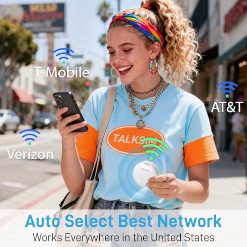 TALKSIM UFO Mobile Hotspot with 5GB Data, Portable Pocket WiFi 6 & 4G LTE Hotspot MiFi Device, Support AT&T and Verizon |10 Connected Devices, USA Coverage, No Contract (White, 5GB)