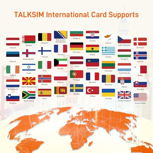 TALKSIM International Data SIM Card 1GB 1 Days, 4G LTE Coverage in 45 Countries