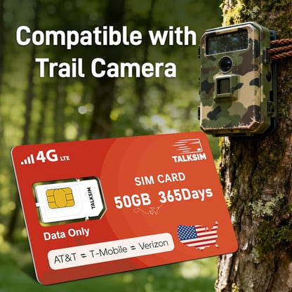 TALKSIM Data SIM Card 50GB 365 Days Works with Verizon, AT&T and T-Mobile