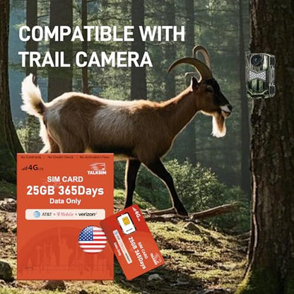 TALKSIM Data SIM Card 25GB 365 Days Support AT&T, T-Mobile and Verizon
