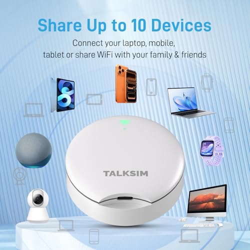 TALKSIM UFO Mobile Hotspot with 15GB Data, Portable Pocket WiFi (White, 15GB)