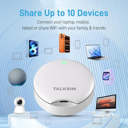 TALKSIM UFO Mobile Hotspot with 15GB Data, Portable Pocket WiFi (White, 15GB)