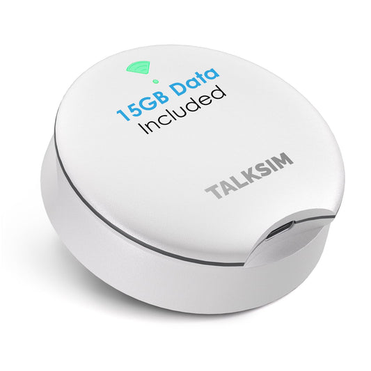 TALKSIM UFO Mobile Hotspot with 15GB Data, Portable Pocket WiFi (White, 15GB)