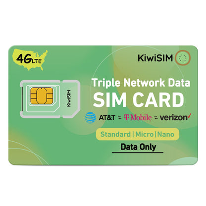 KiwiSIM SIM Card for Data Only, 4G LTE USA/EU Support for US 3 Network