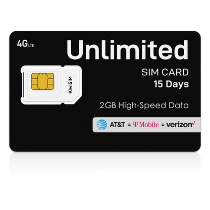 KiwiSIM Unlimited USA Data SIM Card 15 Days, 2GB High-Speed in 51 Countries