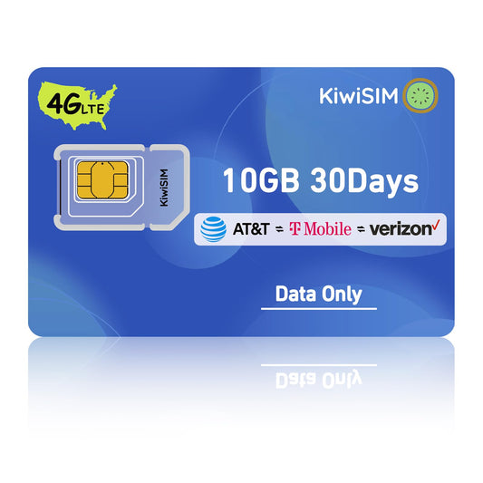 KiwiSIM 4G LTE SIM Card, USA Data Only SIM Card Support for 3 Network