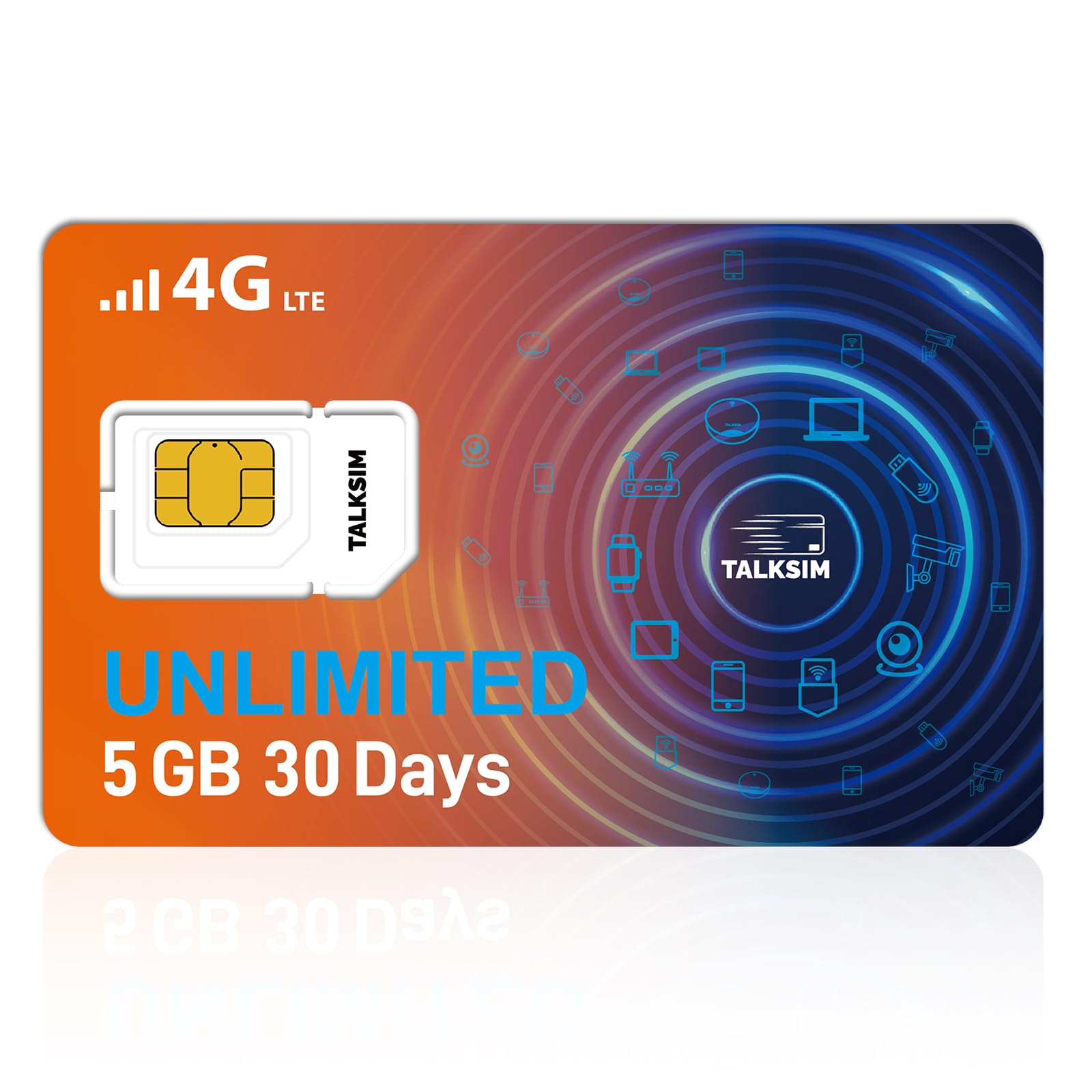 TALKSIM Unlimited Data SIM Card 5GB 30 Days Compatible with AT&T and Verizon Network