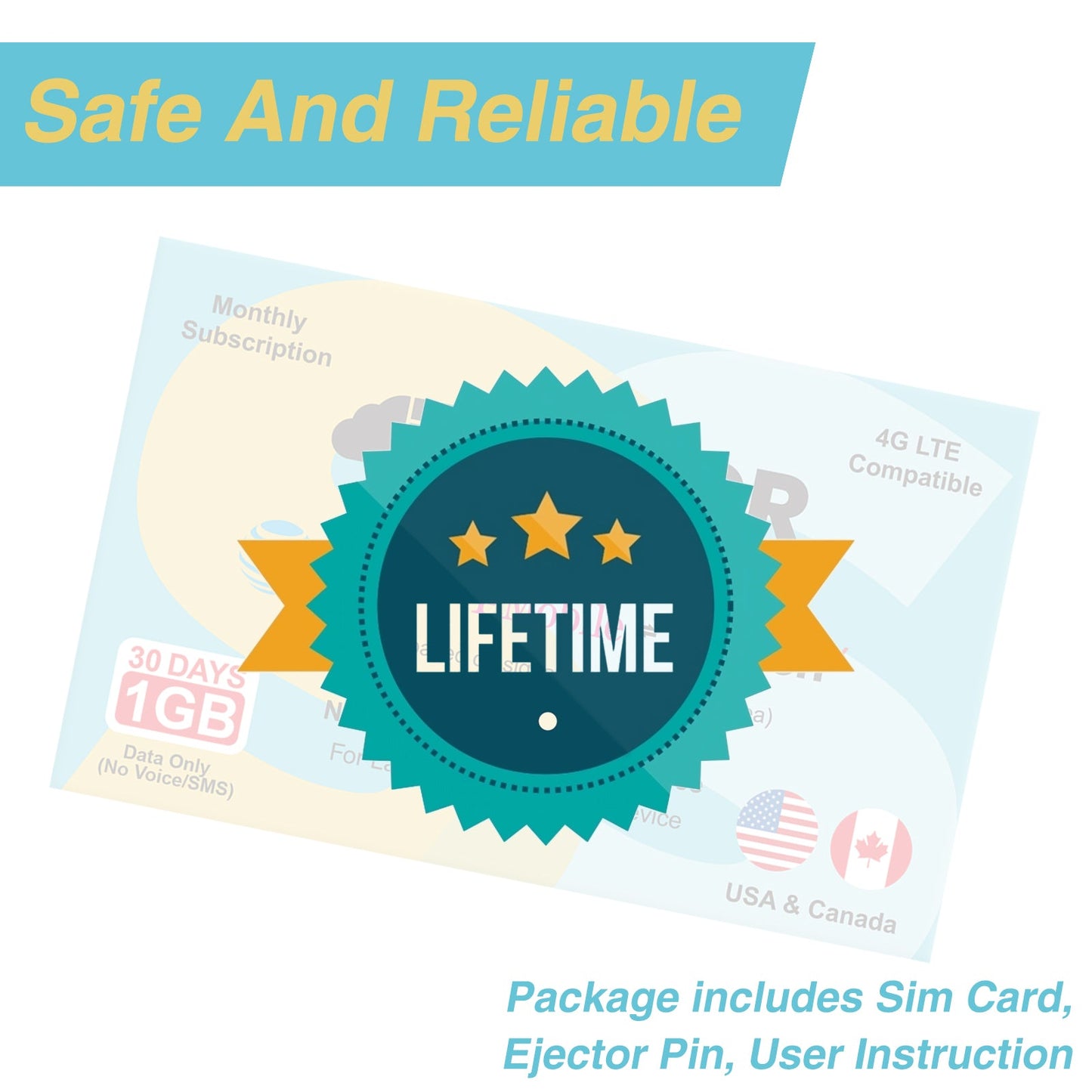 SIMGR Prepaid SIM Card USA Triple-Play Network 4G LTE--Include 6GB for 90 Days